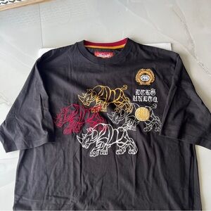 Vtg Y2K Ecko Unlimted T Shirt Size 2XL Black Embroidered Rhino Hip Hop Street